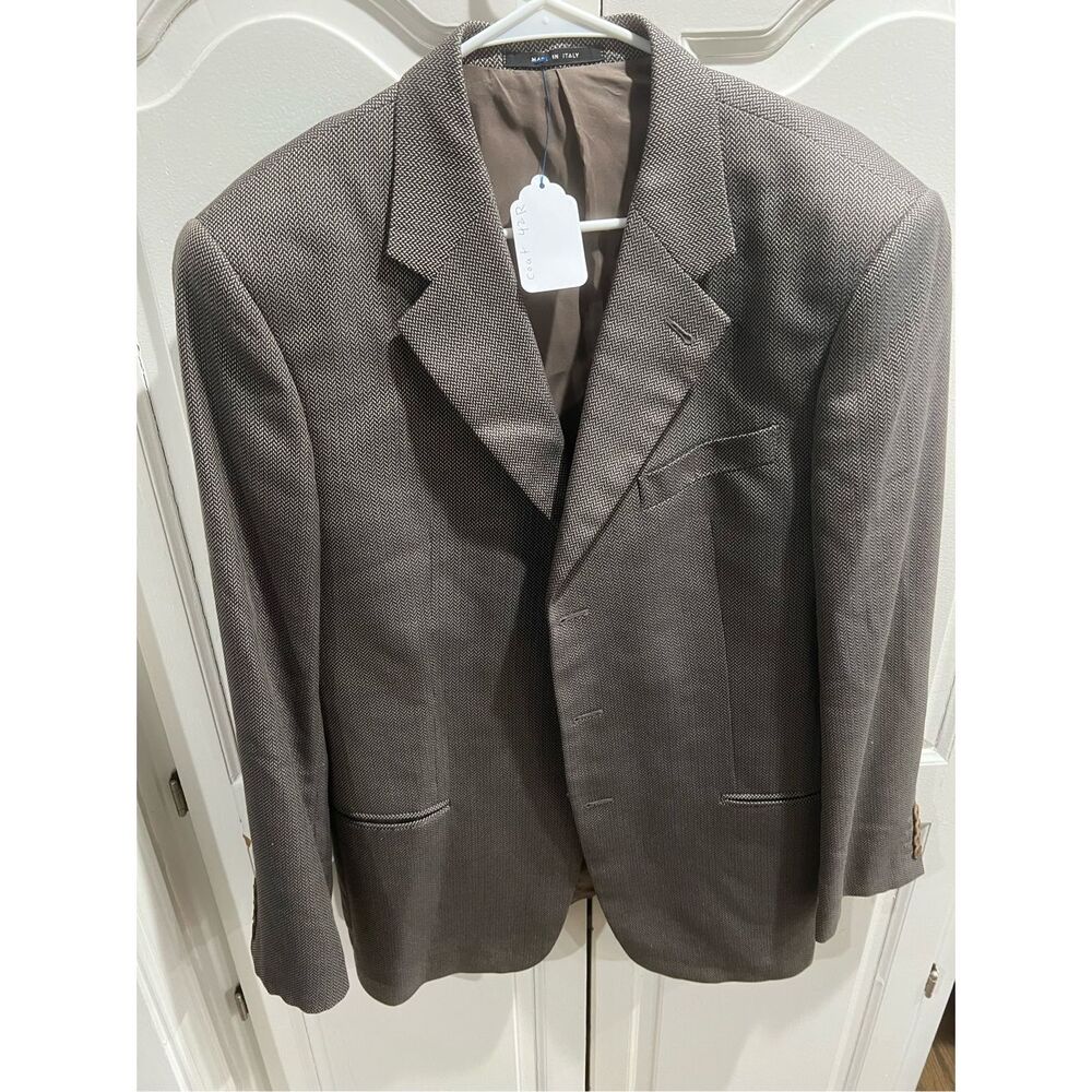Armani Collezioni Blazer 42R Herringbone Brown Sport Coat Italy Saks Fifth Ave